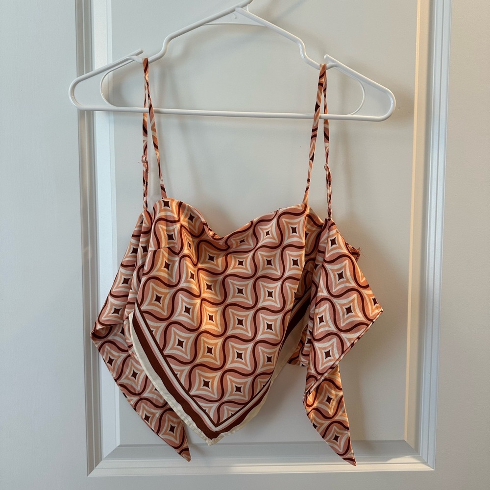 Geometric Patterned Women's tie back tank top